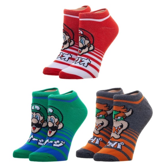 Bioworld Accessories - Super Mario Ankle Socks 3 Pack Women's MarioKart Bioworld Accessories - Super Mario Ankle Socks 3 Pack Women's MarioKart